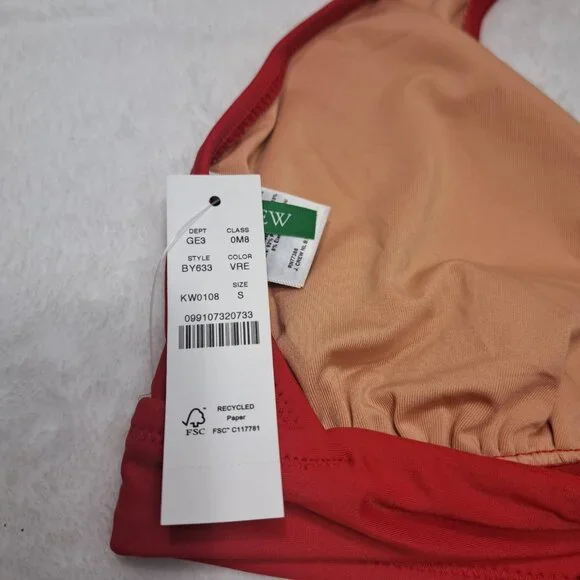 J Crew Halter Tie Back Bikini Top Small Red Bright Cerise Swim Suit BY633 J.Crew - Picture 7 of 9
